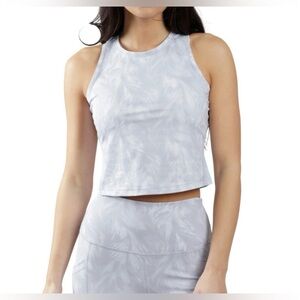 NWT - Women's Air Lux Feather Palm Tree Print Racerback Cropped Tank Top.